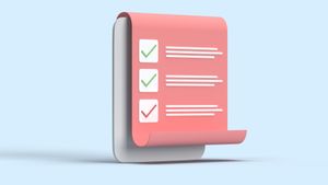 checklist with checkmarks on a rolled paper sheet against a blue backdrop.